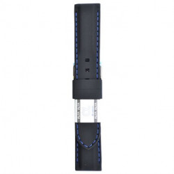 Silikonski kaiš 24mm Crna boja (sa plavim štepom) SK24.08