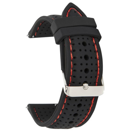 Silikonski kaiš - SK24.22 Crna boja crveni štep 24mm