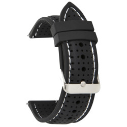 Silikonski kaiš - SK22.29 Crna boja sa belim štepom 22mm