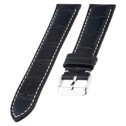 Kožni kaiš 24.138 Crni sa belim štepom 24mm