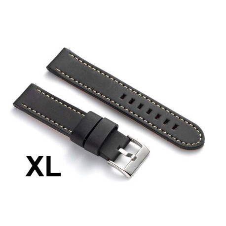 Kožni kaiš Diloy XL 22mm DIL384EL.1.22 Crni sa belim stepom