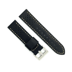 Kožni kaiš Diloy 24mm DIL398.1.22 Crni sa belim štepom