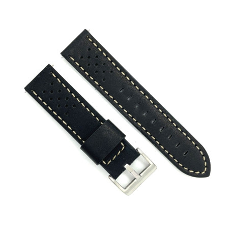 Kožni kaiš Diloy 24mm DIL398.1.22 Crni sa belim štepom