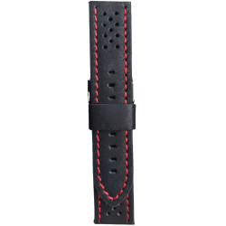 Kožni kaiš Diloy 24mm DIL398.1.6 Crni sa crvenim stepom