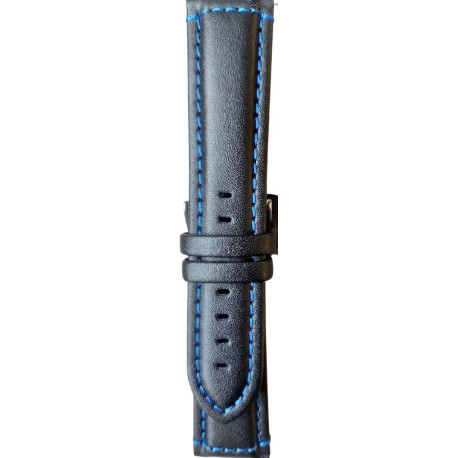 Kožni kaiš Diloy 22mm DIL393.1.5 Crni sa plavim stepom
