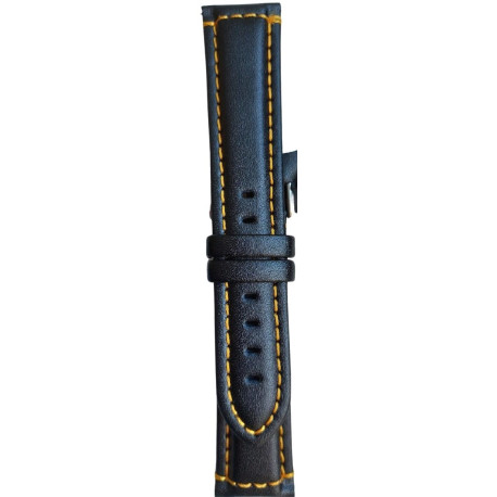 Kožni kaiš Diloy 22mm DIL393.1.10 Crni sa zutim stepom