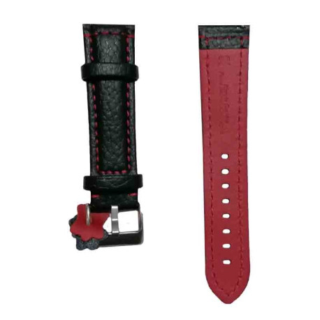Kožni kaiš Diloy 24mm DIL394.1.6 Crni sa crvenim štepom