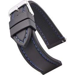 Silikonski kaiš 22mm Crna boja (sa plavim štepom) SK22.12